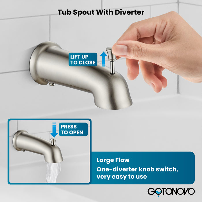 gotonovo Bathroom Shower Head Kit High Pressure Combo System Shower Faucet 6 Modes ABS Handheld Spray Shower Trim Kit Valve Included Shower Head and Handle Set