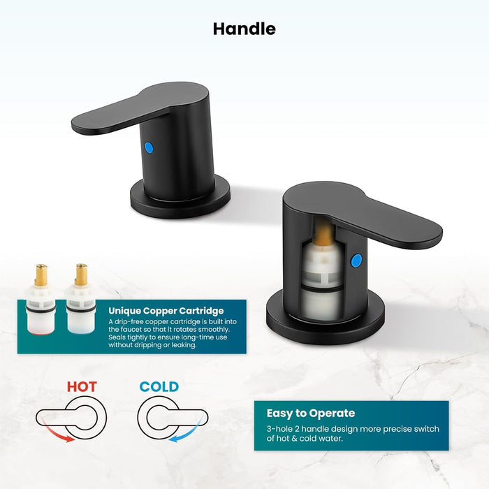 gotonovo Bathroom Faucets for Sink 3 Hole 2 Handles Bathroom Sink Widespread Faucet with Pop Up Drain,Waterlines Bathroom Sink Fixtures