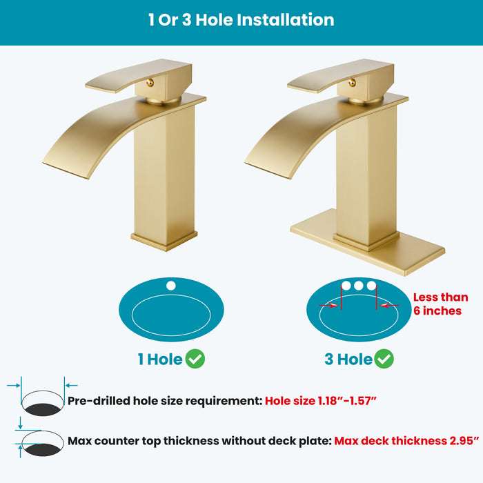 gotonovo Waterfall Bathroom Faucet,Single Handle Bathroom Faucets for Sink 1 Hole,Bathroom Sink Faucet Stainless Steel Mixer Tap Wash Basin Faucet