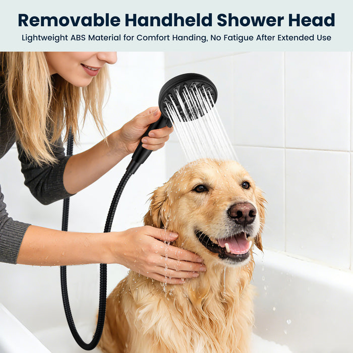 gotonovo Bathroom Shower Head Kit High Pressure Valve Combo System Shower Faucet 6 Modes ABS Handheld Spray Shower Trim Kit Valve Included Single Shower Head