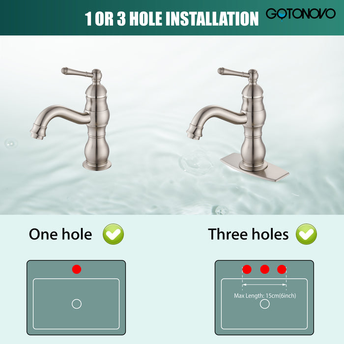 gotonovo Bathroom Sink Faucet Brass Bathroom Faucet Single Hole One Handle with Overflow Pop Up Drain Assembly Deck Mount Lavatory Vanity Mixer Tap with Panel