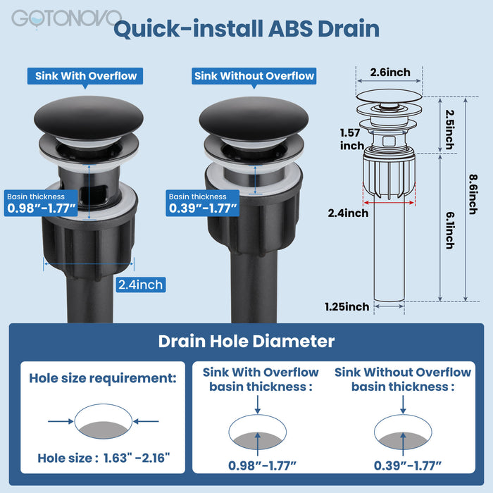 gotonovo Bar Sink Faucet Single Hole Bathroom Kitchen Small RV Sink Faucet Deck Mount SUS304 Lavatory Mixer Tap Single Handle One Hole 360 Degree Swivel Spout Lavatory Sink Faucet