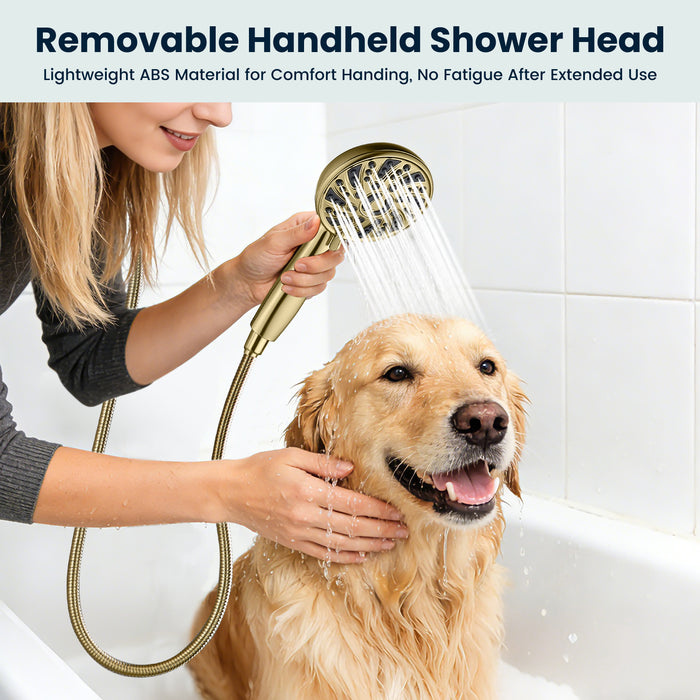 gotonovo Bathroom Shower Head Kit High Pressure Valve Combo System Shower Faucet 6 Modes ABS Handheld Spray Shower Trim Kit Valve Included Single Shower Head