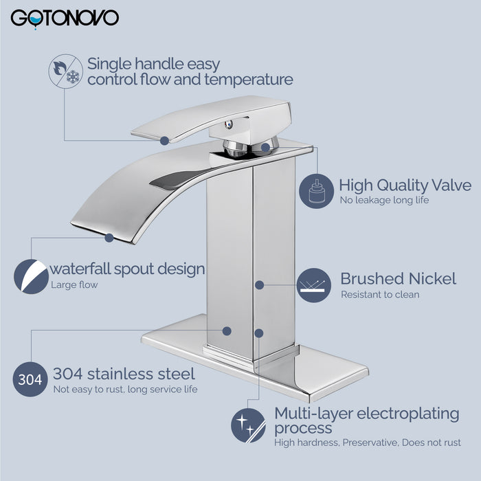 Gotonovo Waterval Badkamerkraan, Enkele handgreep Enkelgats Wastafelkraan Op het dek gemonteerde mengkraan met dekplaat, Rv Toilet Vanity Wastafelkraan
