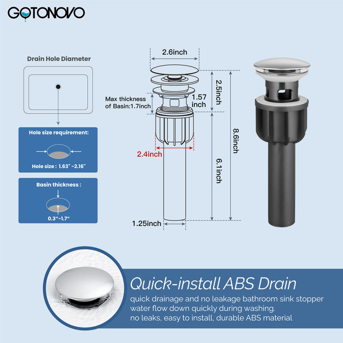 gotonovo Bar Sink Faucet Single Hole Bathroom Kitchen Small RV Sink Faucet Deck Mount SUS304 Lavatory Mixer Tap Single Handle One Hole 360 Degree Swivel Spout Lavatory Sink Faucet