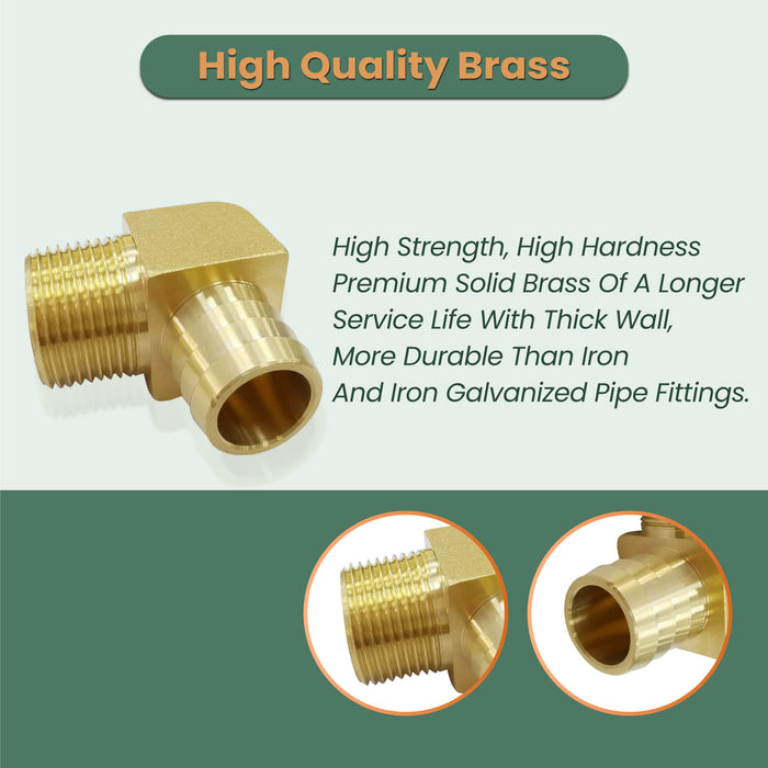 3/4 Hose Barb Elbow Barb Fitting 90 Degree 3/4 Inch Hose ID x 3/4 Inch Male Thread NPT Hose Welding Fitting Brass Fitting Air Hose Fitting 1 Piece