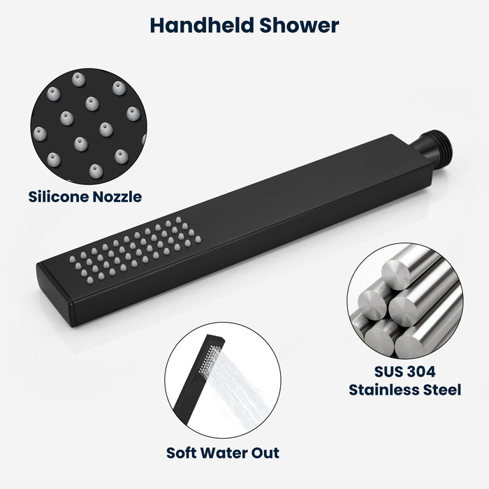 gotonovo Shower Faucet with Full Body Jets Rain Mixer 12 inch Rainfall Shower Head and Handheld Spray Combo Wall Mounted Rough-in Valve and Trim Included with 6pcs Body Message Jets
