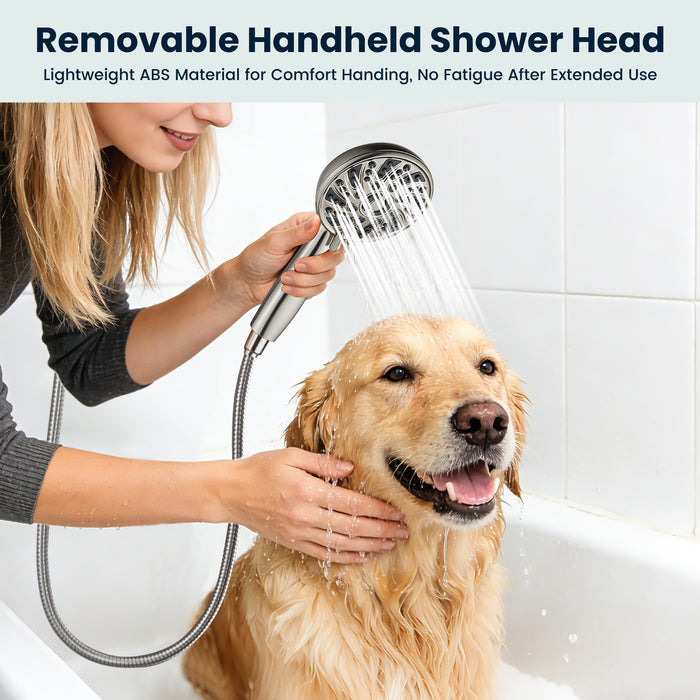 gotonovo Bathroom Shower Head Kit High Pressure Valve Combo System Shower Faucet 6 Modes ABS Handheld Spray Shower Trim Kit Valve Included Single Shower Head