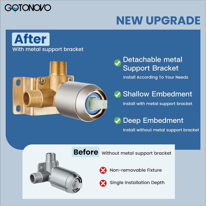 gotonovo Shower Faucet Set, Single Function Shower Trim Kit, Wall Mount 8 Inch Round Rainfall Shower Head and Handle Set, Single Handle Shower System Set Rough-in Valve