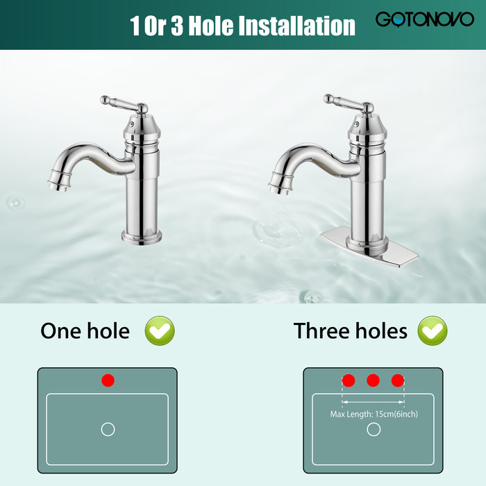 Gotonovo Badkamer Wastafel Kraan Messing Eén Gat Enkele Handgreep Toiletarmatuur Badrandcombinaties Vanity Vessel Mengkraan Pop-up Afvoer Inclusief Warm en Koud Water