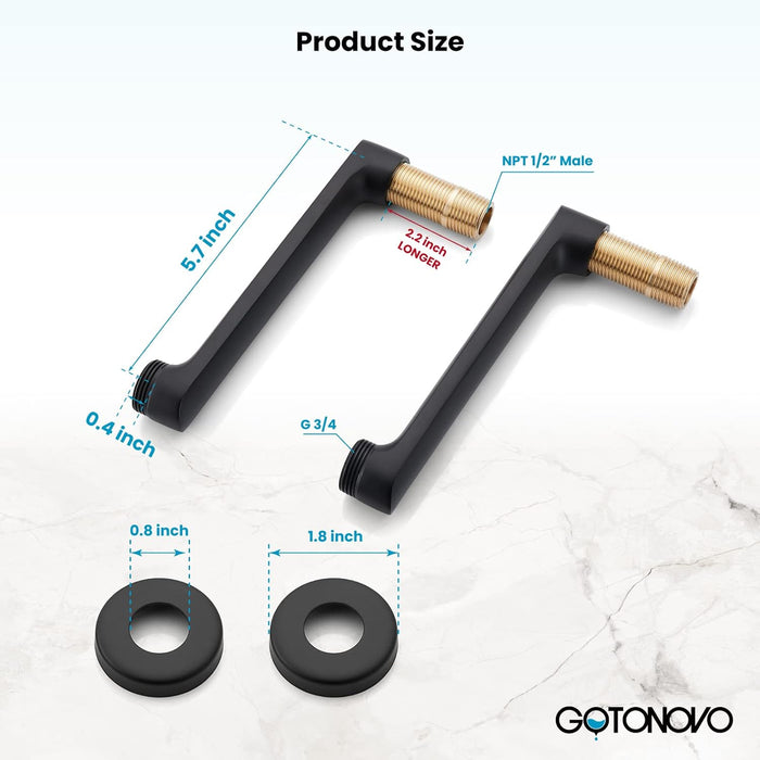 gotonovo Vintage Wall Mount Clawfoot Bathtub Faucet 1.8-17.4Inch Adjustable Center Double cross Handle Shower Faucet System Telephone Shape with Lengthen Adapter Adjustable Swing Arms