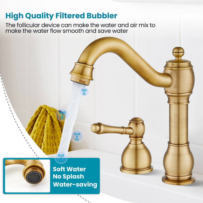 gotonovo 8 Inch Widespread Bathroom Faucets for Sink 3 Hole 2 Lever Handle Deck Mount with Pop Up Drain Assembly with Hot and Cold Water Supply Lines