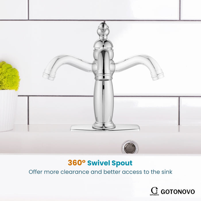 gotonovo Bathroom Bowl Sink Faucet Lavatory Vanity Mixer Bar Tap One Lever Handle One hole Deck Mount RV Bathroom Sink Faucet Basin Hose Metal Pop Up Drain With Overflow 360° Swivel