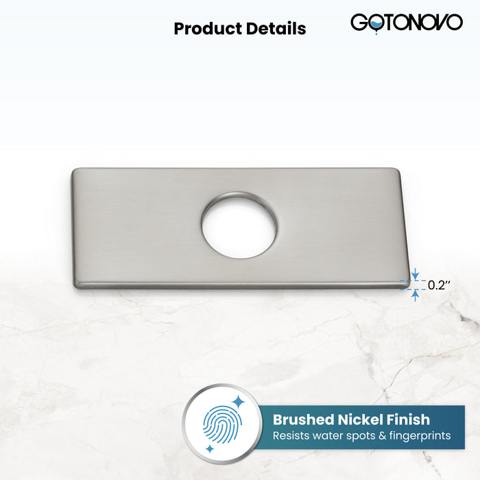 gotonovo 6 inch Rectangle Deck Mount Faucet Plate,Faucet Hole Cover Escutcheon Plate for Kitchen or Bathroom Sink 1 Hole or 3 Hole 4 Inch Centerset