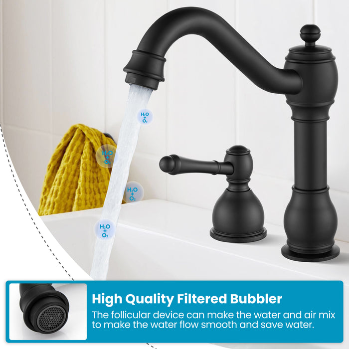 gotonovo 8 Inch Widespread Bathroom Faucets for Sink 3 Hole 2 Lever Handle Deck Mount with Pop Up Drain Hot and Cold Water Supply Lines