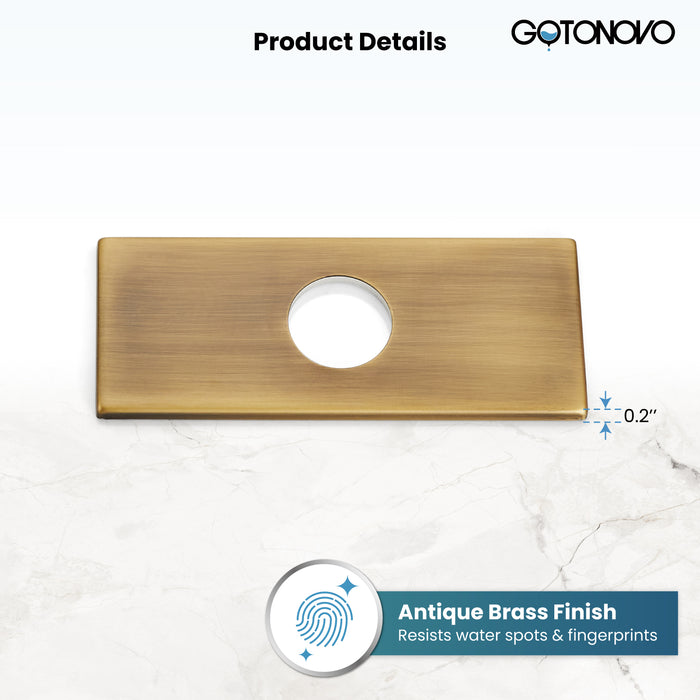 gotonovo 6 inch Rectangle Deck Mount Faucet Plate,Faucet Hole Cover Escutcheon Plate for Kitchen or Bathroom Sink 1 Hole or 3 Hole 4 Inch Centerset