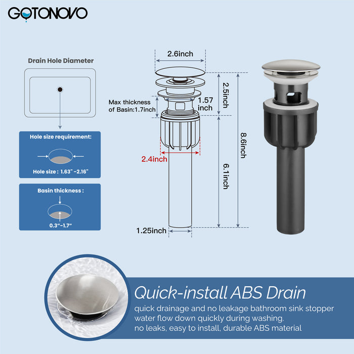 gotonovo Bar Sink Faucet Single Hole Bathroom Kitchen Small RV Sink Faucet Deck Mount SUS304 Lavatory Mixer Tap Single Handle One Hole 360 Degree Swivel Spout Lavatory Sink Faucet