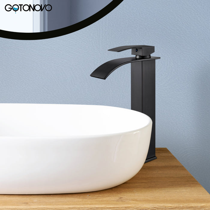 gotonovo Tall Waterfall Bathroom Vessel Sink Faucet Modern Bathroom Vanity Faucet Single Handle Single Hole Farmhouse Bar Mixer Tap Washbasin Faucet Deck Mount
