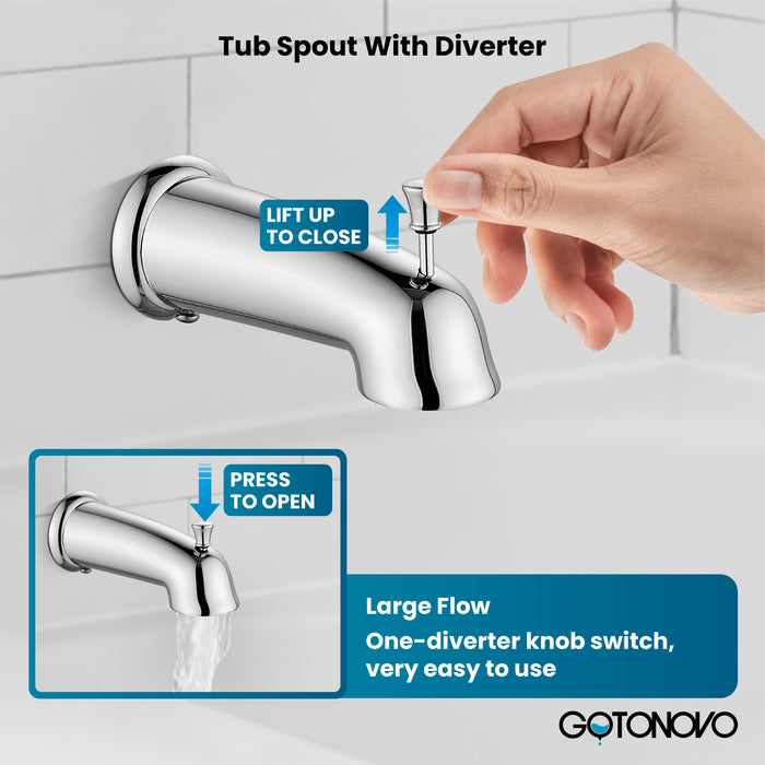 gotonovo Bathroom Shower Head Kit High Pressure Combo System Shower Faucet 6 Modes ABS Handheld Spray Shower Trim Kit Valve Included Shower Head and Handle Set