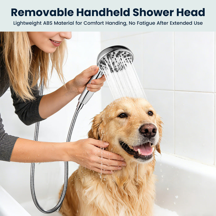 gotonovo Bathroom Shower Head Kit High Pressure Valve Combo System Shower Faucet 6 Modes ABS Handheld Spray Shower Trim Kit Valve Included Single Shower Head