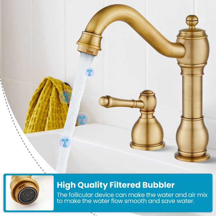 gotonovo 8 Inch Widespread Bathroom Faucets for Sink 3 Hole 2 Lever Handle Deck Mount with Pop Up Drain Hot and Cold Water Supply Lines