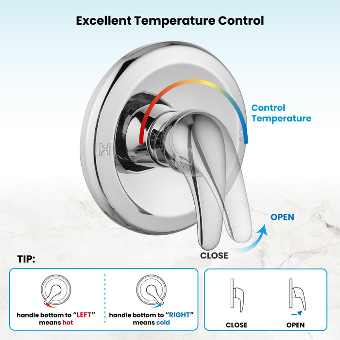 gotonovo Shower Faucet Set Bathroom Shower Head and Handle Set Complete 6 Settings 6 inch Rainfall Shower Head Kit High Pressure Shower System Combo Shower Trim Kit with Valve