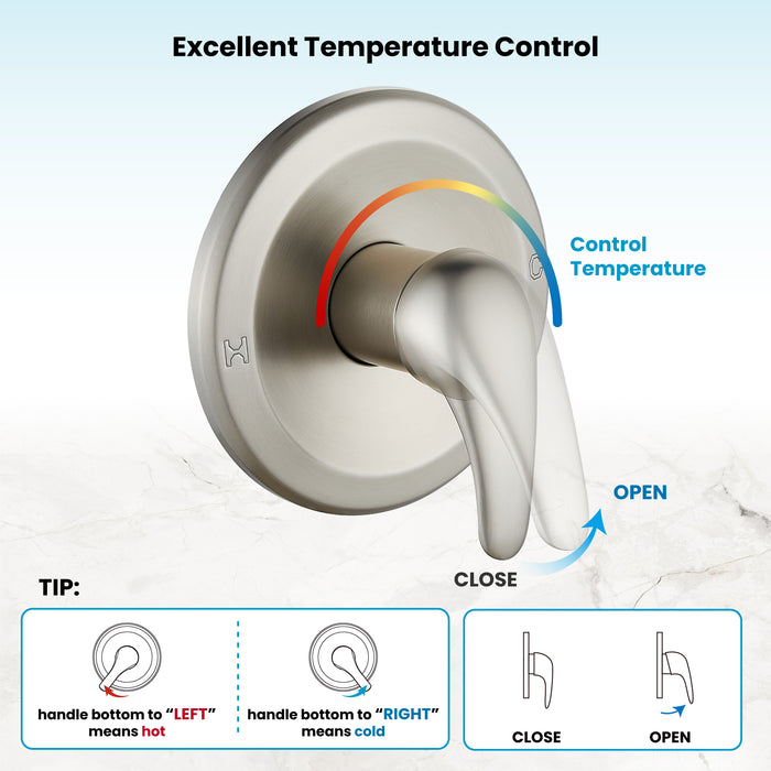 gotonovo Shower Faucet Set Bathroom Shower Head and Handle Set Complete 6 Settings 6 inch Rainfall Shower Head Kit High Pressure Shower System Combo Shower Trim Kit with Valve