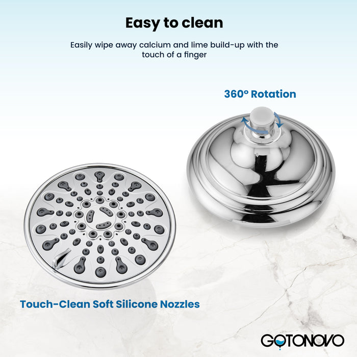gotonovo Shower Faucet Set Bathroom Shower Head and Handle Set Complete 6 Settings 6 inch Rainfall Shower Head Kit High Pressure Shower System Combo Shower Trim Kit with Valve