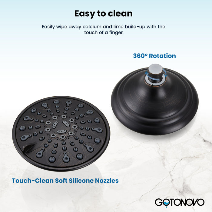 gotonovo Shower Faucet Set Bathroom Shower Head and Handle Set Complete 6 Settings 6 inch Rainfall Shower Head Kit High Pressure Shower System Combo Shower Trim Kit with Valve