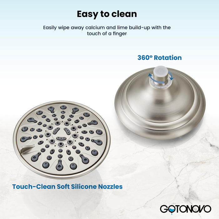 gotonovo Shower Faucet Set Bathroom Shower Head and Handle Set Complete 6 Settings 6 inch Rainfall Shower Head Kit High Pressure Shower System Combo Shower Trim Kit with Valve