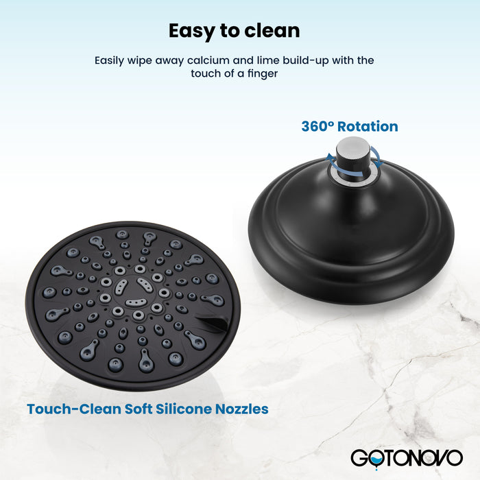 gotonovo Shower Faucet Set Bathroom Shower Head and Handle Set Complete 6 Settings 6 inch Rainfall Shower Head Kit High Pressure Shower System Combo Shower Trim Kit with Valve