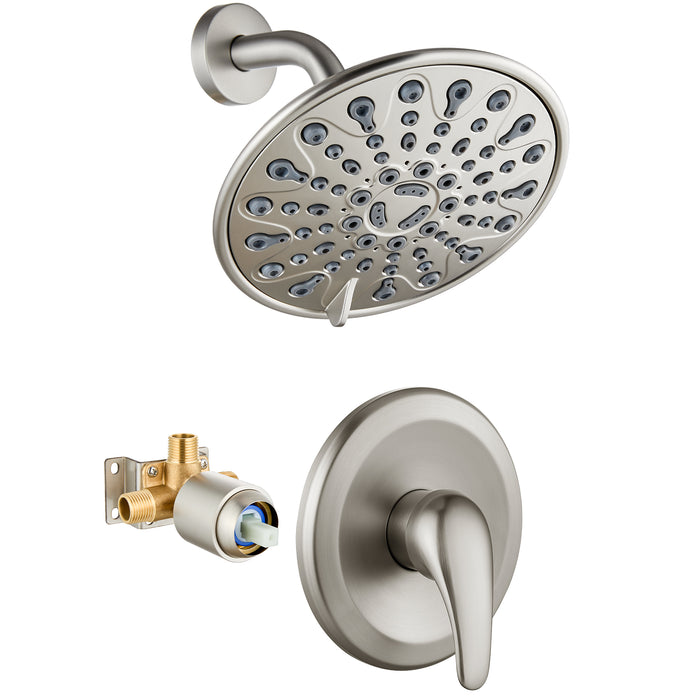 gotonovo Shower Faucet Set Bathroom Shower Head and Handle Set Complete 6 Settings 6 inch Rainfall Shower Head Kit High Pressure Shower System Combo Shower Trim Kit with Valve