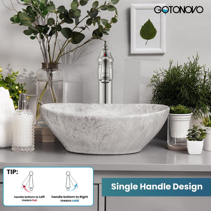 Brass Single Handle Bathroom Sink Faucet Brass Long Reach Bathroom Faucet Mixer Tap with Pop Up Drain Included Hot and Cold Water Hose