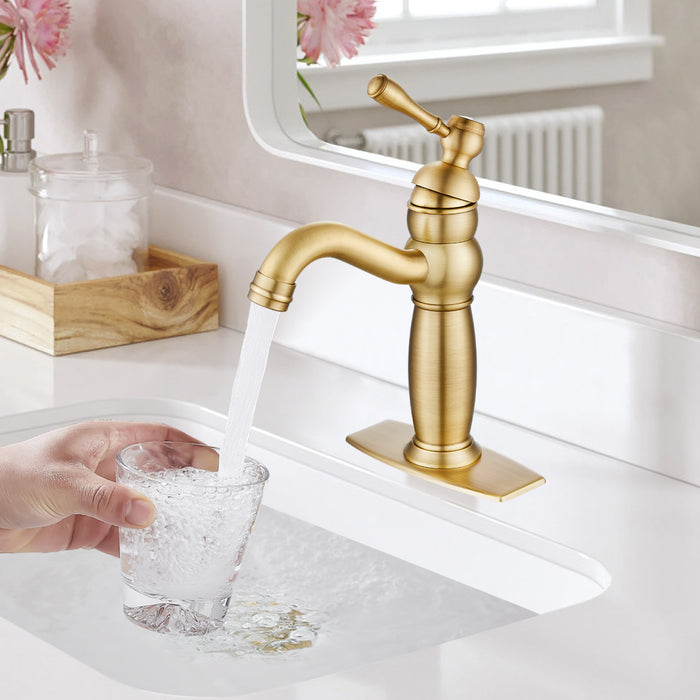 gotonovo Bathroom Bowl Sink Faucet Lavatory Vanity Mixer Bar Tap One Lever Handle One hole Deck Mount RV Bathroom Sink Faucet Basin Hose Metal Pop Up Drain With Overflow 360° Swivel