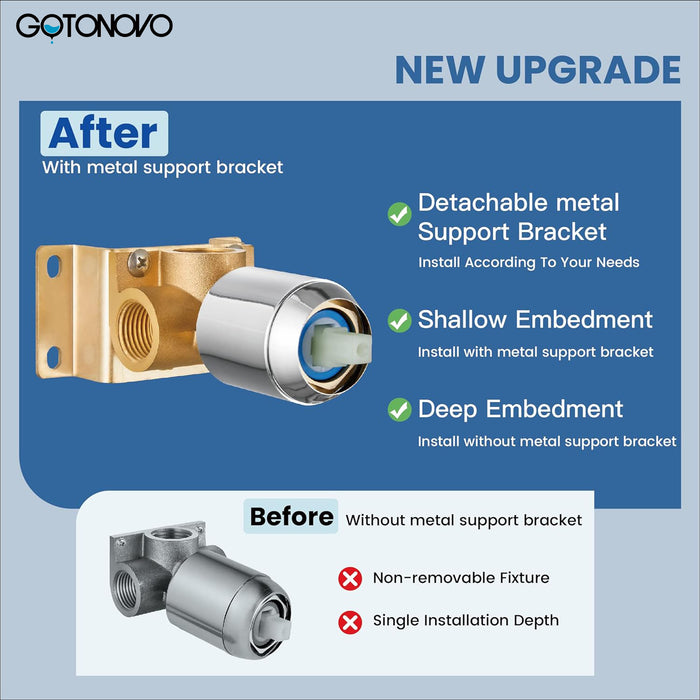gotonovo Shower Faucet Set, Single Function Shower Trim Kit, Wall Mount 8 Inch Round Rainfall Shower Head and Handle Set, Single Handle Shower System Set Rough-in Valve