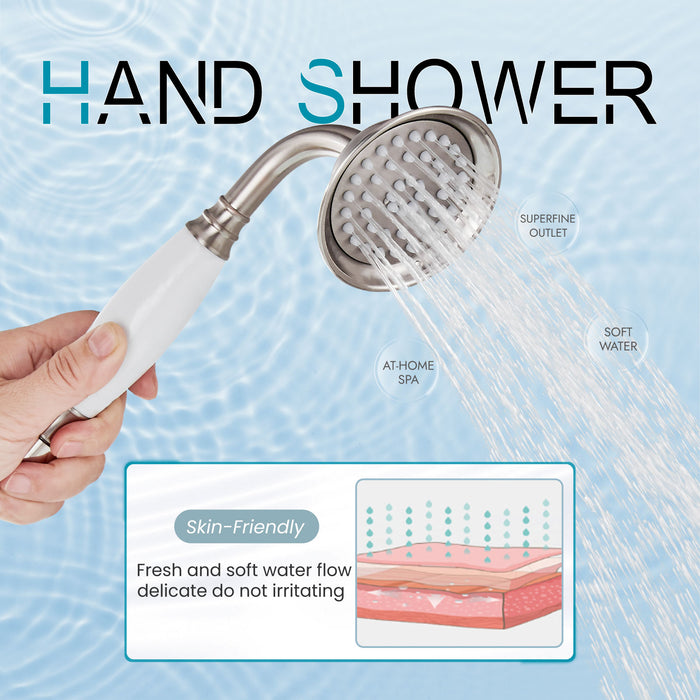 gotonovo Free Standing Tub Faucet,Ceramic Handheld Spray,Clawfoot Freestanding Bathtub Faucet,Vintage Floor Mount High Flow Tub Filler with Double Cross Handles,360°Rotation Spout