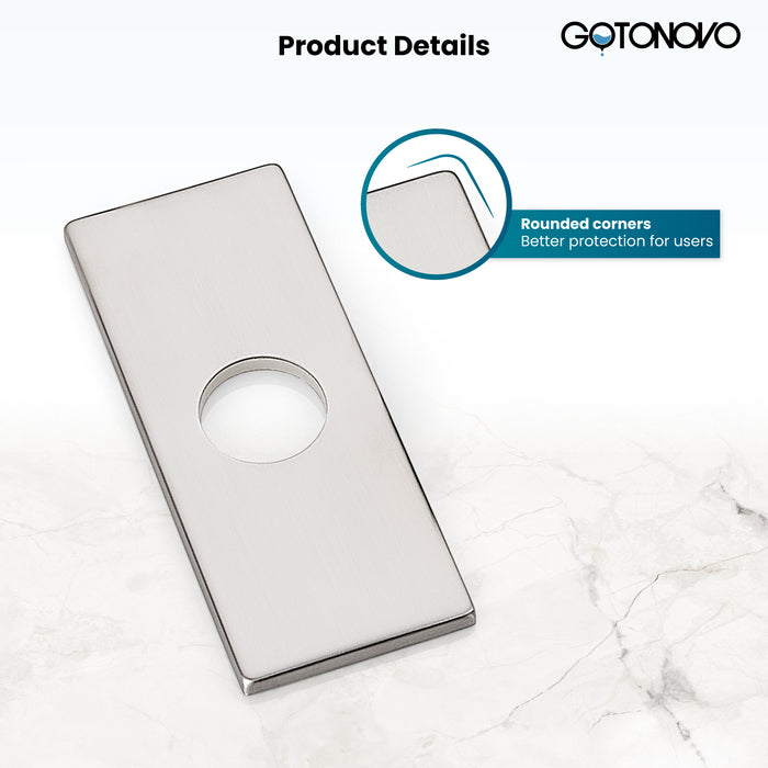 gotonovo 6 inch Rectangle Deck Mount Faucet Plate,Faucet Hole Cover Escutcheon Plate for Kitchen or Bathroom Sink 1 Hole or 3 Hole 4 Inch Centerset