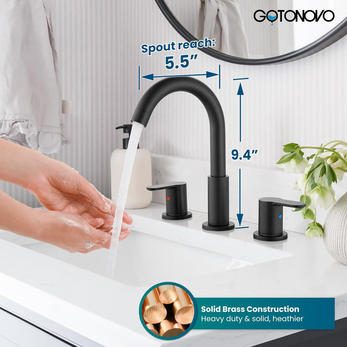 gotonovo Bathroom Faucets for Sink 3 Hole 2 Handles Bathroom Sink Widespread Faucet with Pop Up Drain,Waterlines Bathroom Sink Fixtures