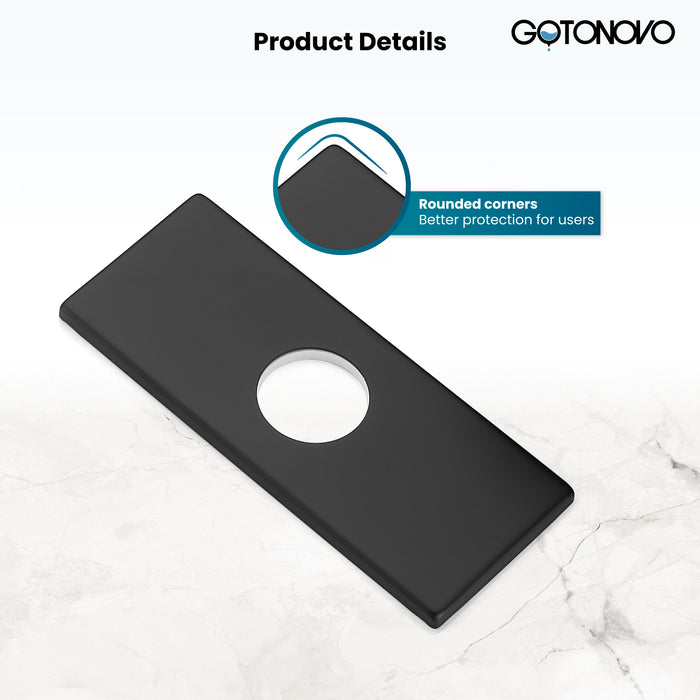 gotonovo 6 inch Rectangle Deck Mount Faucet Plate,Faucet Hole Cover Escutcheon Plate for Kitchen or Bathroom Sink 1 Hole or 3 Hole 4 Inch Centerset