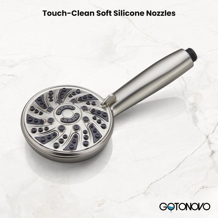 gotonovo 5 Settings ABS Shower Head with 5 Modes ABS Handheld Spray Shower Trim Kit High Pressure Dual 2 in 1 Showerhead Combo
