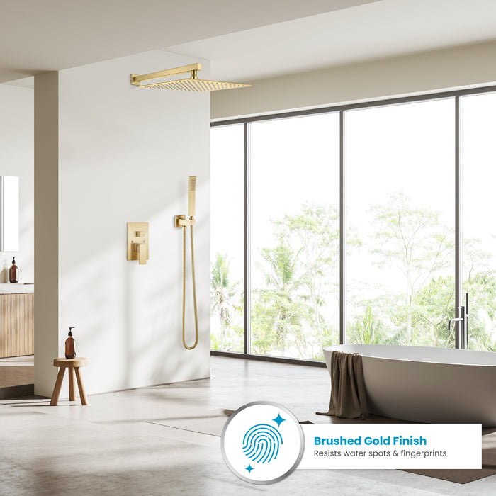 gotonovo Rain Shower Combo Set Wall Mounted  2-Function Rainfall Shower Head With Handheld Spray Rough-in Valve Body and Trim Included