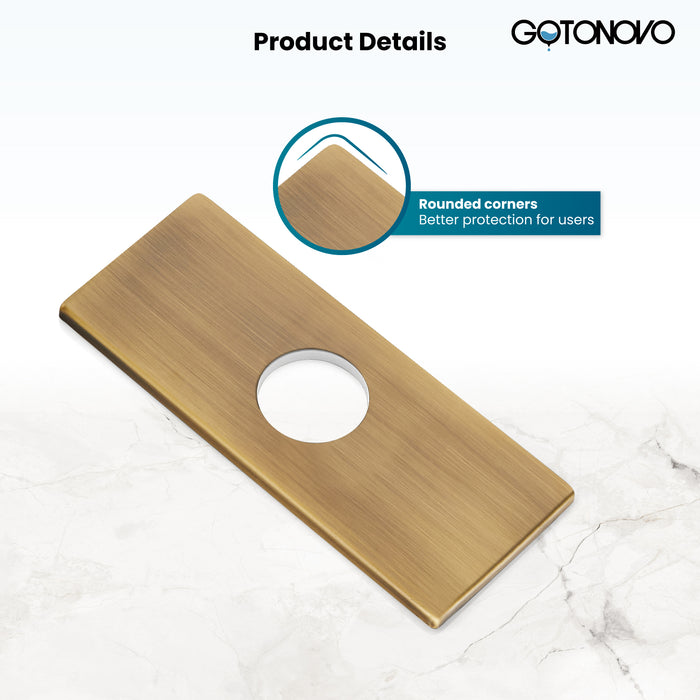 gotonovo 6 inch Rectangle Deck Mount Faucet Plate,Faucet Hole Cover Escutcheon Plate for Kitchen or Bathroom Sink 1 Hole or 3 Hole 4 Inch Centerset