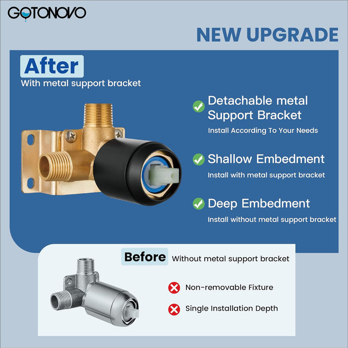 gotonovo Shower Faucet Set, Single Function Shower Trim Kit, Wall Mount 8 Inch Round Rainfall Shower Head and Handle Set, Single Handle Shower System Set Rough-in Valve
