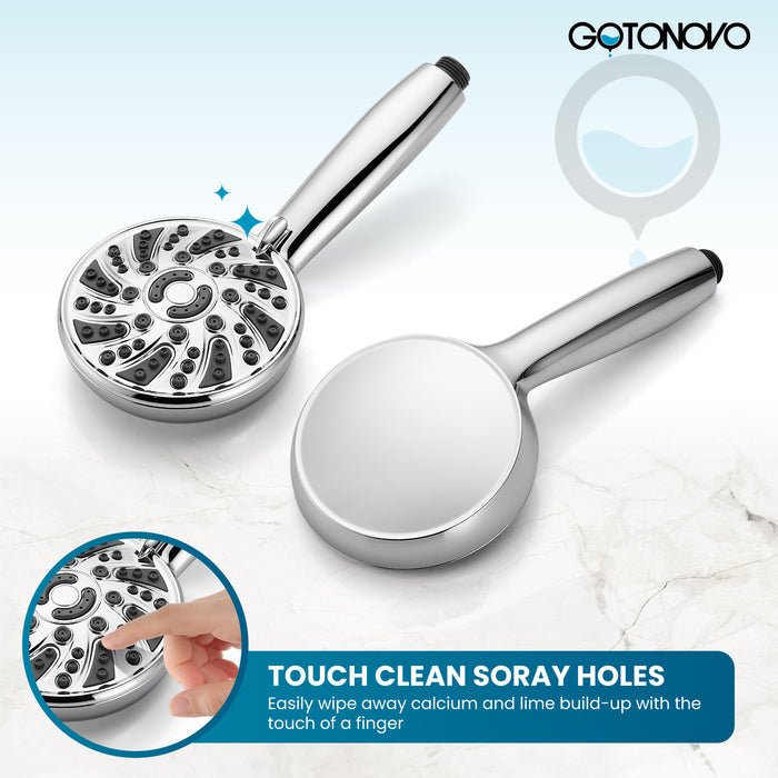 gotonovo Bathroom Shower Head Kit High Pressure Combo System Shower Faucet 6 Modes ABS Handheld Spray Shower Trim Kit Valve Included Shower Head and Handle Set