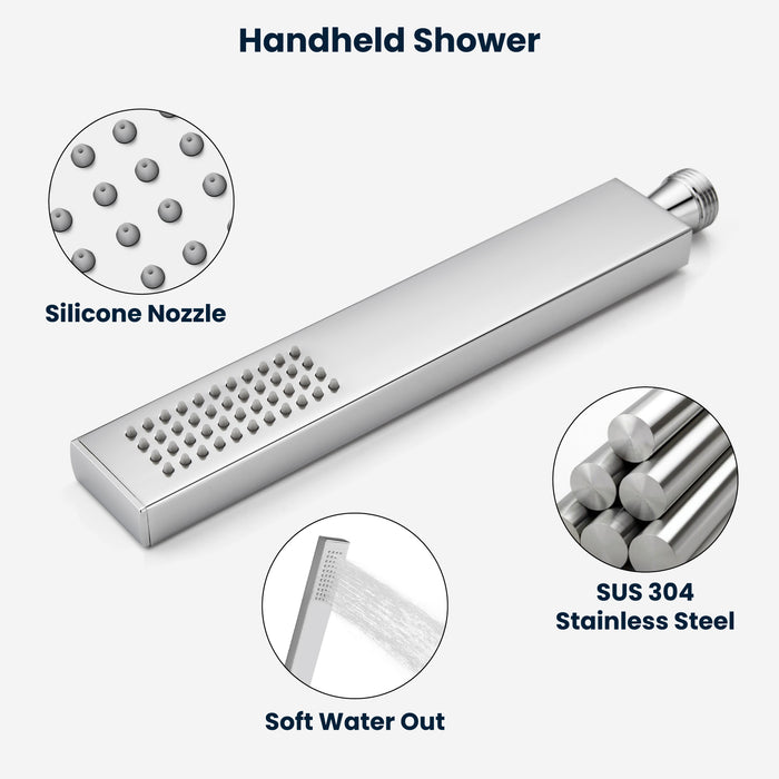 gotonovo 12 inch Ceiling Mount Rain Shower Faucet Set with 6 Body Spray Jets Rainfall Shower Head and Handheld Sprayer Multi Shower System Rough-in Valve and Trim Included Chrome Polished
