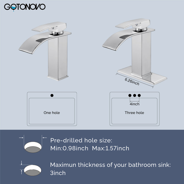Gotonovo Waterval Badkamerkraan, Enkele handgreep Enkelgats Wastafelkraan Op het dek gemonteerde mengkraan met dekplaat, Rv Toilet Vanity Wastafelkraan