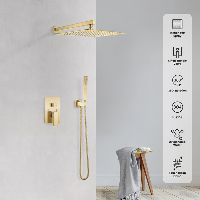 gotonovo Rain Shower Combo Set Wall Mounted  2-Function Rainfall Shower Head With Handheld Spray Rough-in Valve Body and Trim Included