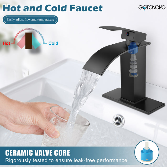 Gotonovo Waterval Badkamer Wastafel Kraan Enkel Gat 1 Handgreep Toilet Vanity Kraan Met Dekplaat Dekmontage Warm &amp; Koud Water Mengkraan