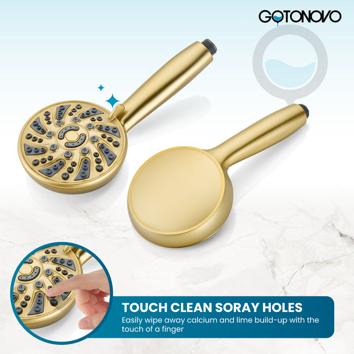 gotonovo Bathroom Shower Head Kit High Pressure Combo System Shower Faucet 6 Modes ABS Handheld Spray Shower Trim Kit Valve Included Shower Head and Handle Set
