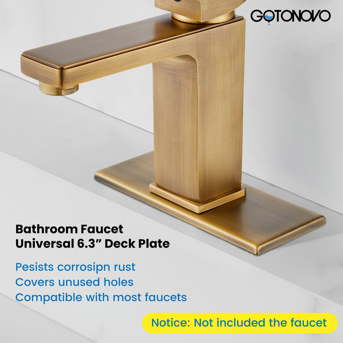 gotonovo 6 inch Rectangle Deck Mount Faucet Plate,Faucet Hole Cover Escutcheon Plate for Kitchen or Bathroom Sink 1 Hole or 3 Hole 4 Inch Centerset